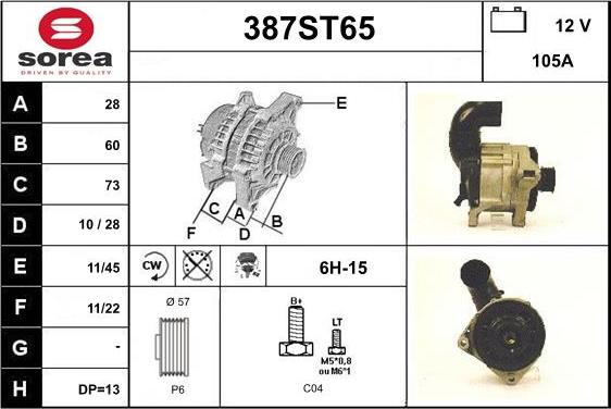 STARTCAR 387ST65 - Генератор www.autospares.lv