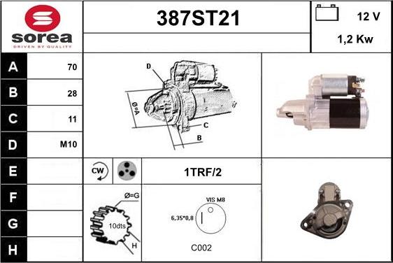 STARTCAR 387ST21 - Starteris autospares.lv