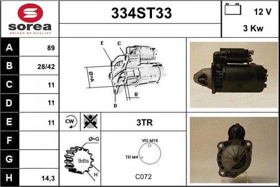 STARTCAR 334ST33 - Starteris autospares.lv