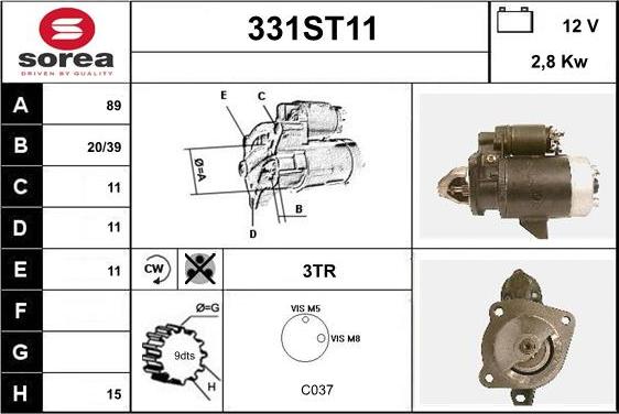 STARTCAR 331ST11 - Starteris www.autospares.lv