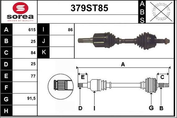 STARTCAR 379ST85 - Piedziņas vārpsta www.autospares.lv