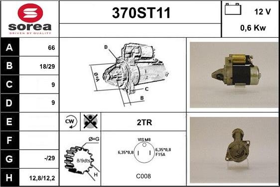 STARTCAR 370ST11 - Starteris www.autospares.lv