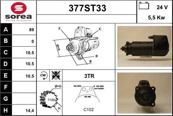 STARTCAR 377ST33 - Стартер www.autospares.lv