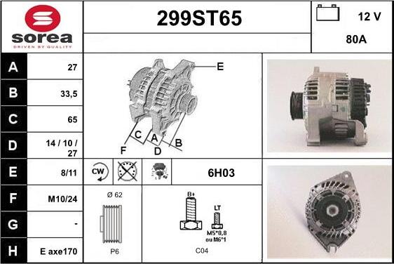 STARTCAR 299ST65 - Генератор www.autospares.lv