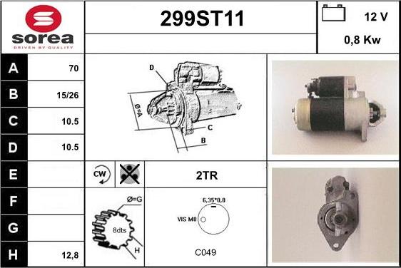 STARTCAR 299ST11 - Starteris autospares.lv