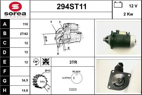 STARTCAR 294ST11 - Starter www.autospares.lv