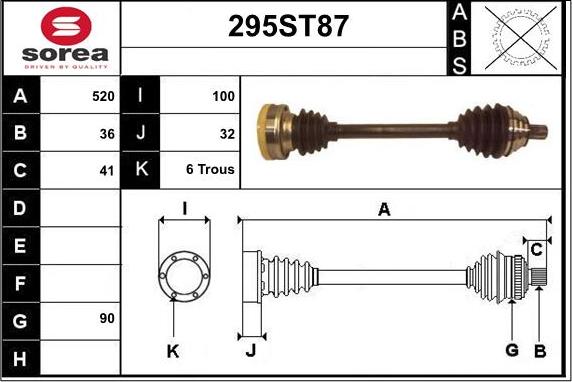 STARTCAR 295ST87 - Piedziņas vārpsta autospares.lv