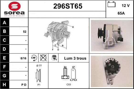 STARTCAR 296ST65 - Ģenerators www.autospares.lv