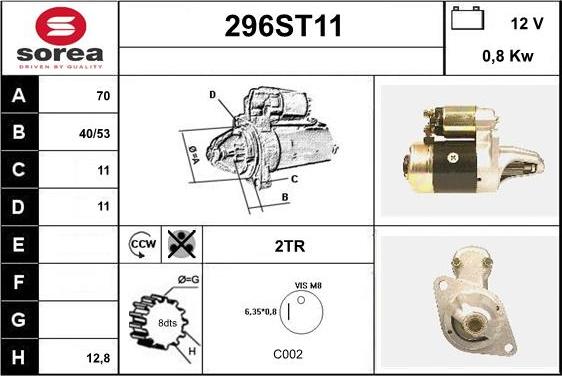 STARTCAR 296ST11 - Starteris autospares.lv