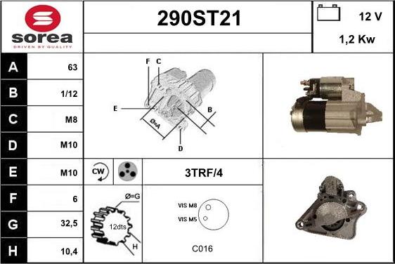 STARTCAR 290ST21 - Starteris autospares.lv