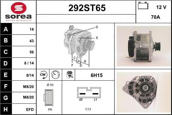 STARTCAR 292ST65 - Генератор www.autospares.lv