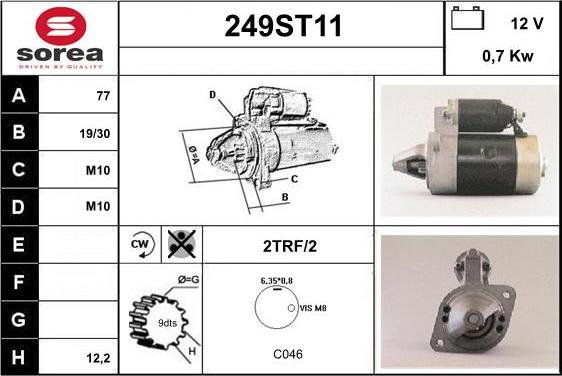 STARTCAR 249ST11 - Starteris autospares.lv