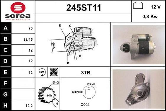 STARTCAR 245ST11 - Starteris www.autospares.lv