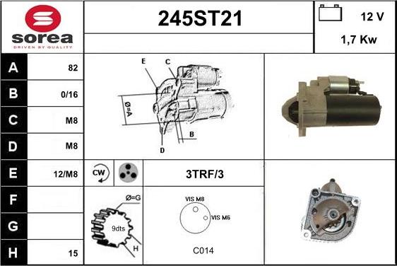 STARTCAR 245ST21 - Стартер www.autospares.lv