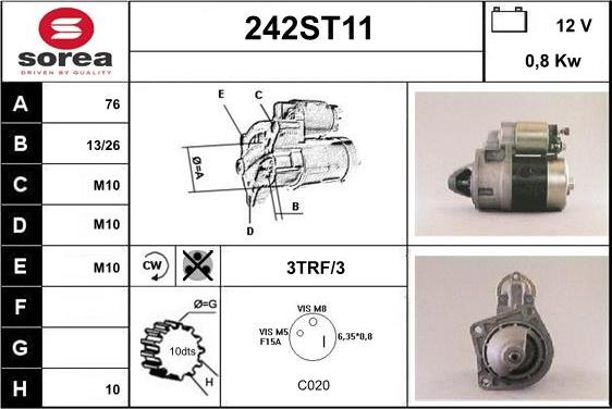 STARTCAR 242ST11 - Стартер www.autospares.lv