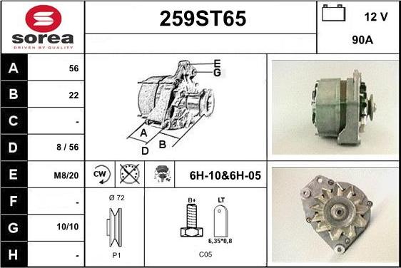 STARTCAR 259ST65 - Ģenerators www.autospares.lv