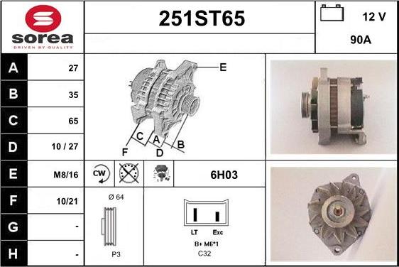 STARTCAR 251ST65 - Ģenerators autospares.lv