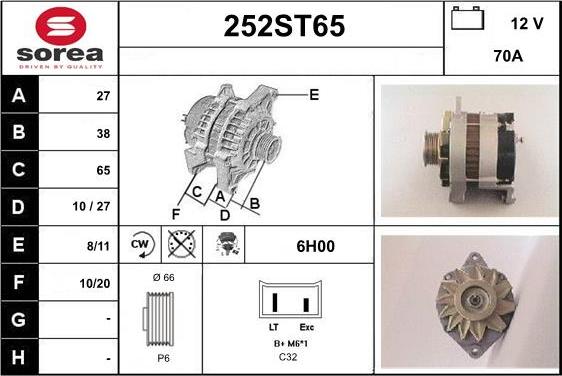 STARTCAR 252ST65 - Генератор www.autospares.lv