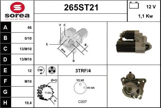 STARTCAR 265ST21 - Starteris www.autospares.lv