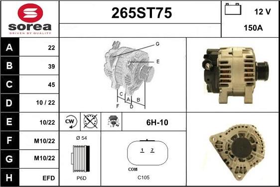 STARTCAR 265ST75 - Ģenerators autospares.lv