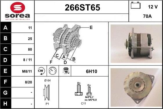 STARTCAR 266ST65 - Alternator www.autospares.lv