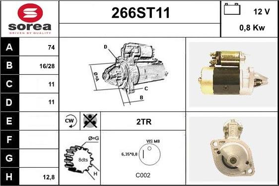 STARTCAR 266ST11 - Starter www.autospares.lv