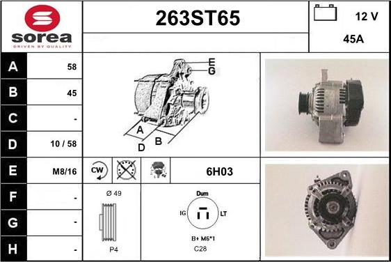 STARTCAR 263ST65 - Генератор www.autospares.lv