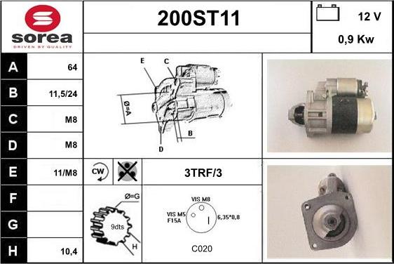 STARTCAR 200ST11 - Starteris autospares.lv