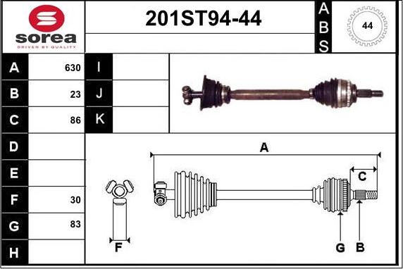 STARTCAR 201ST94-44 - Piedziņas vārpsta autospares.lv