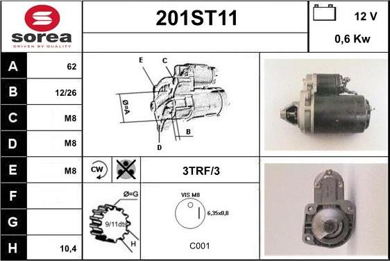 STARTCAR 201ST11 - Starteris autospares.lv