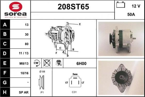 STARTCAR 208ST65 - Генератор www.autospares.lv