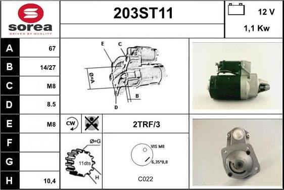 STARTCAR 203ST11 - Starteris autospares.lv