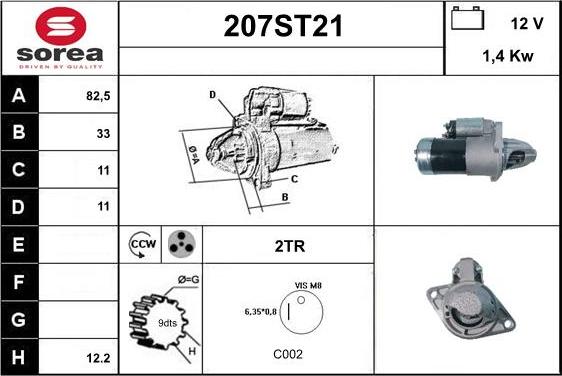 STARTCAR 207ST21 - Стартер www.autospares.lv