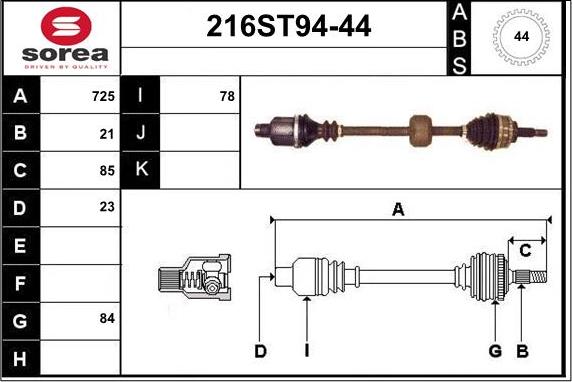 STARTCAR 216ST94-44 - Piedziņas vārpsta autospares.lv