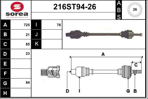 STARTCAR 216ST94-26 - Piedziņas vārpsta autospares.lv