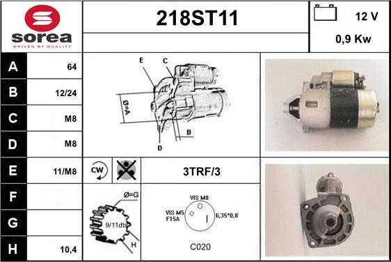 STARTCAR 218ST11 - Starteris autospares.lv