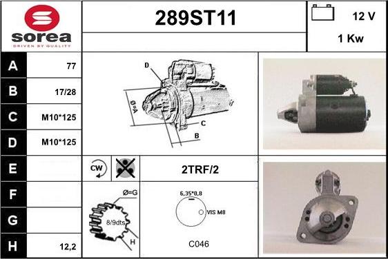 STARTCAR 289ST11 - Starteris autospares.lv