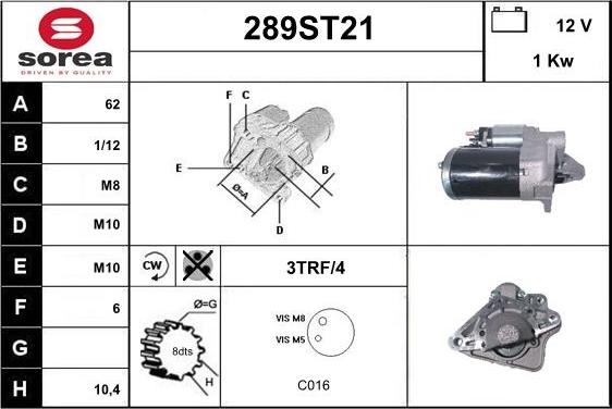 STARTCAR 289ST21 - Starteris autospares.lv