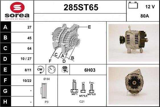 STARTCAR 285ST65 - Ģenerators autospares.lv