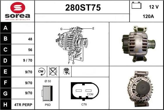 STARTCAR 280ST75 - Alternator www.autospares.lv