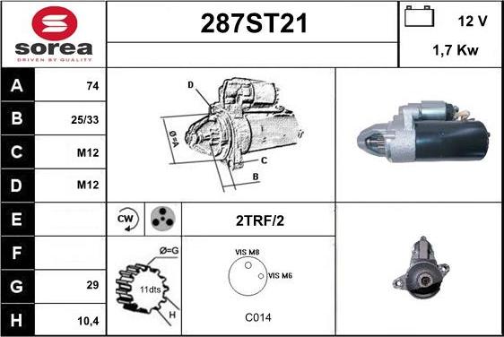 STARTCAR 287ST21 - Starteris www.autospares.lv