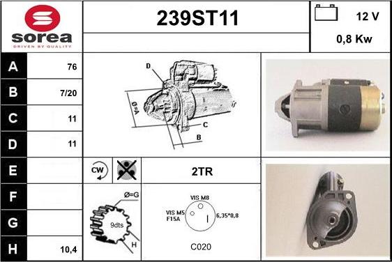 STARTCAR 239ST11 - Starteris autospares.lv