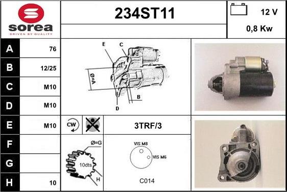 STARTCAR 234ST11 - Стартер www.autospares.lv