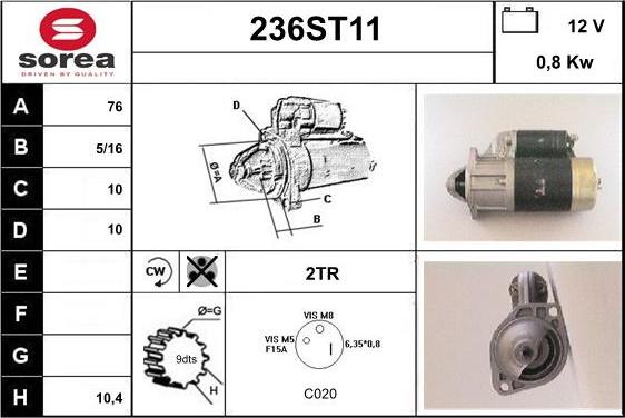 STARTCAR 236ST11 - Starteris autospares.lv