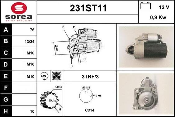 STARTCAR 231ST11 - Starter www.autospares.lv