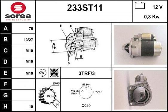 STARTCAR 233ST11 - Стартер www.autospares.lv