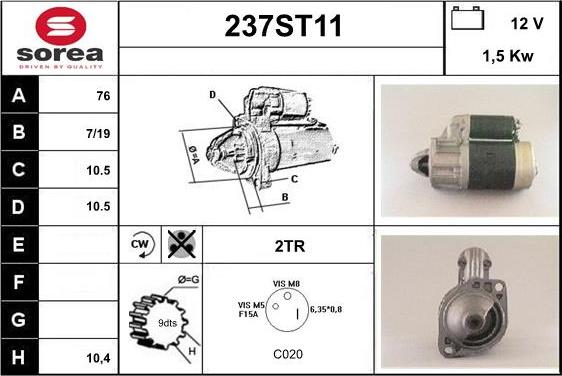 STARTCAR 237ST11 - Starter www.autospares.lv