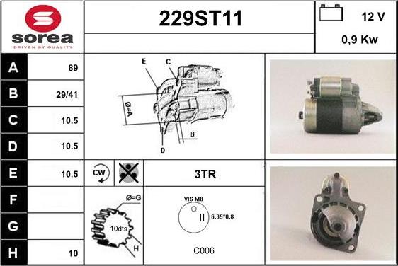 STARTCAR 229ST11 - Starteris autospares.lv