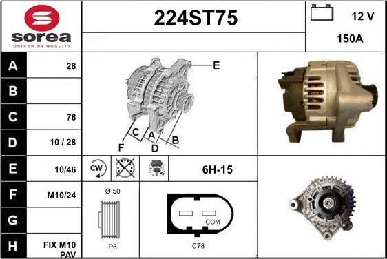 STARTCAR 224ST75 - Генератор www.autospares.lv