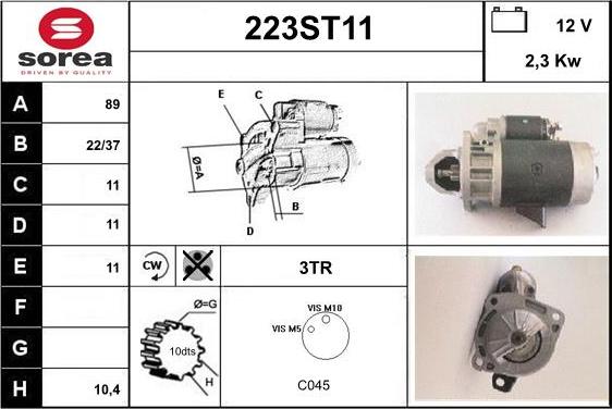 STARTCAR 223ST11 - Starteris autospares.lv